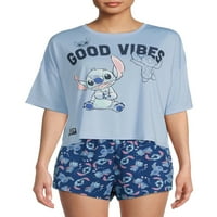 Disney Stitch ženska i ženska Plus Veličina dobra Vibes majica za spavanje