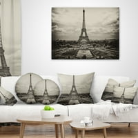 Designart Vintage pogled na Pariz Francuska-cityscape Photo Throw jastuk - 12x20
