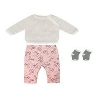 Baby Baby Girl Sherpa Dugi Rukav Gornji Dio, Pantalone I Čarape, 3 Komada