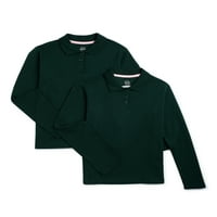Wonder Nation Školska Uniforma Dugih Rukava Interlock Polo Majica, 2 Pakovanja, Veličine 4-18