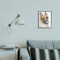 Stupell Industries njemački Shepard pas za kućne ljubimce jezik out portret crni okvir, 14, Dizajn George