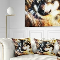 Designart Wolf višebojni kolaž - apstraktni jastuk za bacanje - 16x16