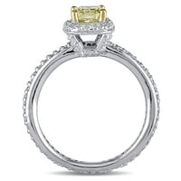 Miabella ženski 1-CT prirodni žuti i bijeli dijamant 14kt dvobojni Zlatni oreol zaručnički prsten