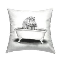 Stupell Industries Hippo u kadi šaljivi dizajn za divlje životinje dizajn Rachel Neiman jastuk za bacanje