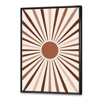 Designart' Radiant Geometric Sun ' Moderni Uramljeni Platneni Zidni Umjetnički Print