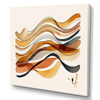 Designart Burnt Orange Waves Sažetak VI canvas Wall Art