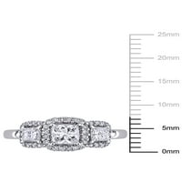 Carat TW Diamond 10k zaručnički prsten od bijelog zlata od tri kamena