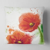 Designart Bloomy crveni tulipani akvarel-jastuk za bacanje cvijeća - 16x16