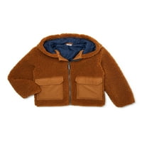 Wonder Nation Boys Sherpa Full Zip Jacket, Veličine 4 - & Husky