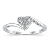 Dijamantski naglasak drži moju ruku dijamantsko srce obećanje prsten u srebru, Veličina 4