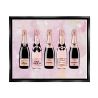 Stupell Industries razne boce šampanjca Trendy pink Paint Splatter Graphic Art Jet Black Floating Framered