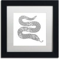 Zaštitni znak Likovna umjetnost Draguljska zmija umjetnost na platnu Filipa Cardua, bijeli mat, crni okvir