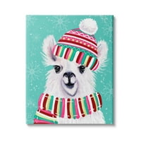 Stupell Indtries Svečana zimska Lama portret Snježni vremenski šal šešir, 20, dizajn Elizabeth Tyndall