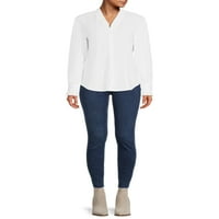 Blu White Blu ženska naborana dugmad-prednja košulja
