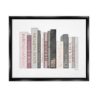 Stupell Industries modni dizajner Bookstack Pink siva akvarel Jet crna uokvirena plutajuća platna zid Art,