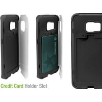 Držač hibridne kreditne kartice sa futrolom za telefon za Samsung Galaxy S edge, Crna