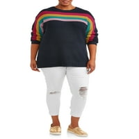 Terra & Sky ženski Plus Size džemper sa horizontalnom prugom
