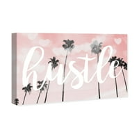 Wynwood Studio tipografija i Citati Wall Art Canvas Prints 'Hustle Palm Trees Hearts and Blush' Inspirativni