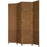 Mygift tkani papirni panel za pregradu za sobu sa drvenim okvirom i dvostrukim šarkama, 69 visok, braon