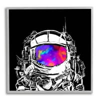 Astronaut Vivid rainbow Nebula umjetnost za djecu grafička Umjetnost siva uokvirena Umjetnost Print zidna