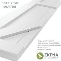 Ekena Millwork 18 W 56 H True Fit PVC dva jednaka ploča seoska kuća fiksna Montažna roletna w Z-Bar, mahovina