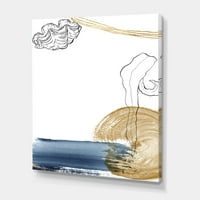 Designart 'Golden Marine Shell Classic Blue Abstract' Farmhouse Canvas Wall Art Print