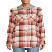 No Boundaries ' Hooded Plaid Flanel Shirt