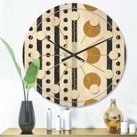 Designart 'Geometrical Abstract Retro Minimal Pattern VI' Mid-Century Modern Wood Wall Clock