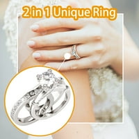 Pgeraug pokloni za žene u kreativnom kombiniranom prstenu sa cirkonom i svestranim modnim prstenom modnim prstenom srebrnim