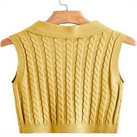 Ladiyo Womens rever kabel Slatki pleteni džemper prsluk prednji čvrsti boju vrhovi običnog bez rukava Ležerne prilike bez rukava S-2xl