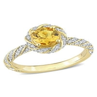Carat t.g.w. Citrine i Carat T.W. Diamond 14KT Žuti zlatni vintage zaručnički prsten