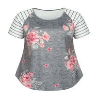 Chama Raglan majice kratki rukav osnovna bluza tunika ljetni cvjetni vrhovi za žene Plus Size