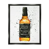 Stupell Industries vikendi su za Whisky Quote flaša pića Jet Crni uokvireni plutajući platneni zid Art, 16x20