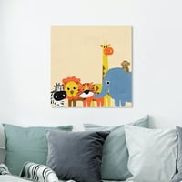 Wynwood Studio Životinje Zid Art Canvas Prints 'Safari Friends' Baby Animals-Žuta, Plava