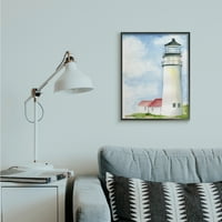Stupell Industries Highland Lighthouse Nautička Obala arhitektura crni okvir, 30, dizajn Melissa Hyatt LLC
