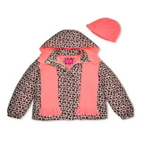 Pink Platinum Girls Cheetah-Print Puffer kaput sa poklonom uz kupovinu, veličine 4-16