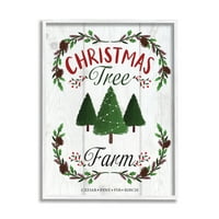 Stupell setrija Rtić Božićno stablo Farm Advertisement Green Pine Holly, 30, dizajn Louise Allen dizajn
