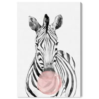 Wynwood Studio 'Zebra Bubblegum' Životinje Wall Art Canvas Print - Roze, Crna, 24 36