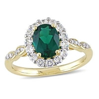 Miabella Women's 1- ct. Stvoreno smaragdno, bijeli Topaz & Diamond 14KT žuti zlatni koktel prsten