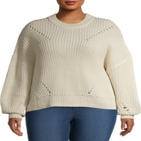 Terra & Sky ženski pulover džemper Plus Size Shaker Stitch Crewneck pulover