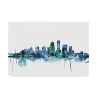 Zaštitni znak Fine Art 'Louisville Kentucky Blue Teal Canvas Art Michael Thjpsett