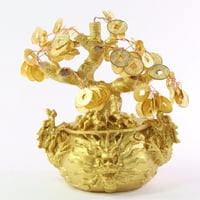Feng Shui Zlatni novčići novac drvo u Dragon Pot bogatstvo blagoslov poklon -D13455