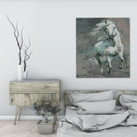 Parvez Taj Running White Horse slika Print na umotanom platnu