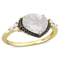 Miabella ženski 3-karatni T. W. crno-bijeli fensi i okruglo rezani sol i biber dijamant 10kt oreol prsten