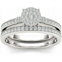 1 2ct TW dijamant okruglog oblika vjenčani prsten postavljen od 10k bijelog zlata