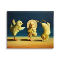 Stupell Industries tri Yellow Chicks Sunset Yoga koja se proteže meditirajući platneni zid Art, 24, dizajn