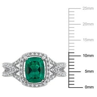 Miabella ženski CT stvorio smaragdni modni karatni dijamant 10kt bijeli Zlatni Halo koktel prsten