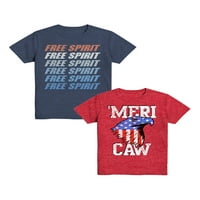 Americana Boys Free Spirit kratka rukava grafička majica za vrat za posadu, 2 pakovanja, veličine XS-2XL