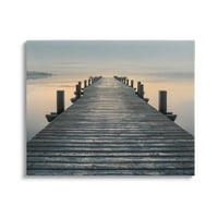 Stupell Industries Quiet Serene Dock Pier Foggy Morning Sunrise Scenografija Galerija fotografija - wrapped