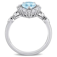 Miabella ženski CT Nebesko plavi Topaz stvorio safir i dijamantski naglasak 10kt oreol prsten od bijelog